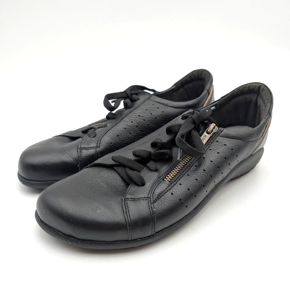 Naot Moko Zip Lace-Up Sneaker Shoes Women's Soft Black Lather Sz US11-11.5 EU42